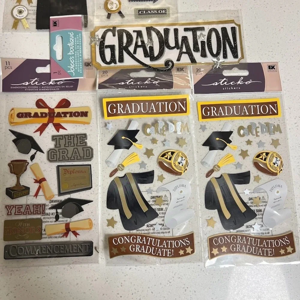 Vintage Jolee's Boutique Graduation Theme Scrapbook Sticker Sheets Lot‎